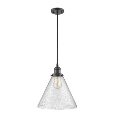 Cone - 1 Light Cord Hung Mini Pendant In Industrial Style-14 Inches Tall and 12 Inches Wide