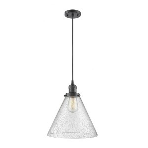 Cone - 1 Light Cord Hung Mini Pendant In Industrial Style-14 Inches Tall and 12 Inches Wide - 1 of 1