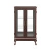 43.8 in Lighted Glass Curio Cabinet with Adjustable Shelves and Mirrored Back, Vintage Display Cabinet with Drawer for Living Room-3irtyhousy - 3 of 4