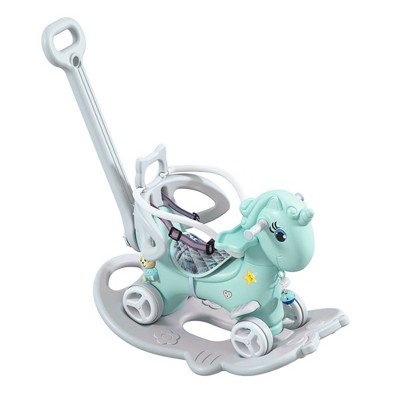 Infurnic Baby Activity Gyms, Balance Bike Ride On Toys with Push Handle, for Kids Riding Birthday Gift, Blue, 34.2"*16.5"*34.6"