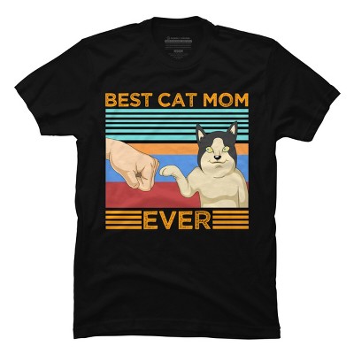 Men's Design By Humans Best Cat Mom Ever Retro Stripes By shirtpublic T-Shirt
