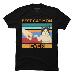 Men's Design By Humans Best Cat Mom Ever Retro Stripes By shirtpublic T-Shirt - 1 of 2