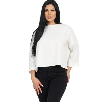 Slickblue Casual Drop Shoulder Top for Women – Mustard – Loose Fit – 3/4 Roll-Up Sleeves – Soft Rib Knit – S