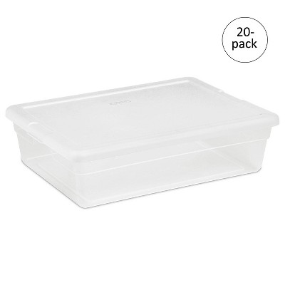 Sterilite Single Lidded 28 Quart Clear Storage Tote Container 1655 (20 Pack)