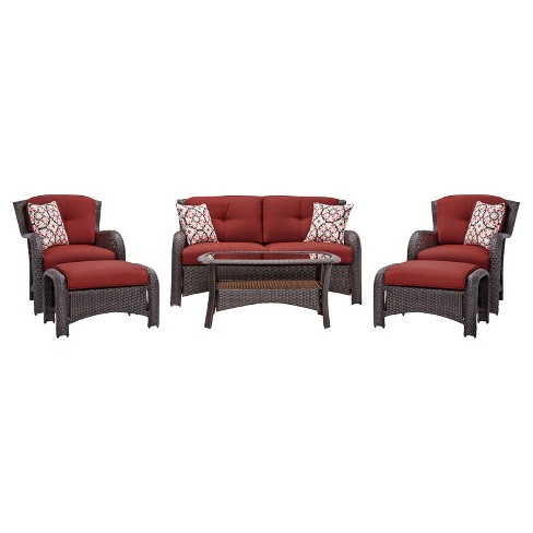 Corolla 6pc All Weather Wicker Patio Conversation Set Red Cambridge Target