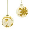 Kurt Adler 80MM White Balls with Gold Beads, 6-Piece Set - 4 of 4