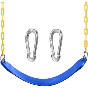 SYNCFUN Swing for Outdoor Swing Set, Pack of 1 Swing Seat Replacement Kit with Heavy Duty Chains - Backyard Swingset Playground Accessories for Kids (Blue/Green) - 1 of 4