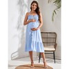 Women's Maternity Dress Summer Sleeveless Smocked Casual Spaghetti Strap Flowy Maxi Dress Photoshoot Baby Shower - 2 of 4