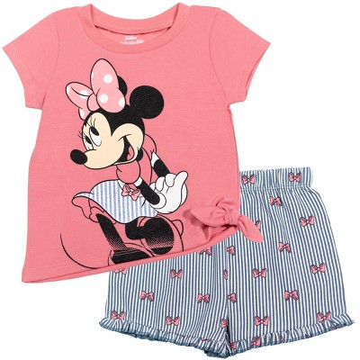 2-piece Kid Girl Letter Print Tie Knot Short-sleeve Tee and Colorblock Shorts Set