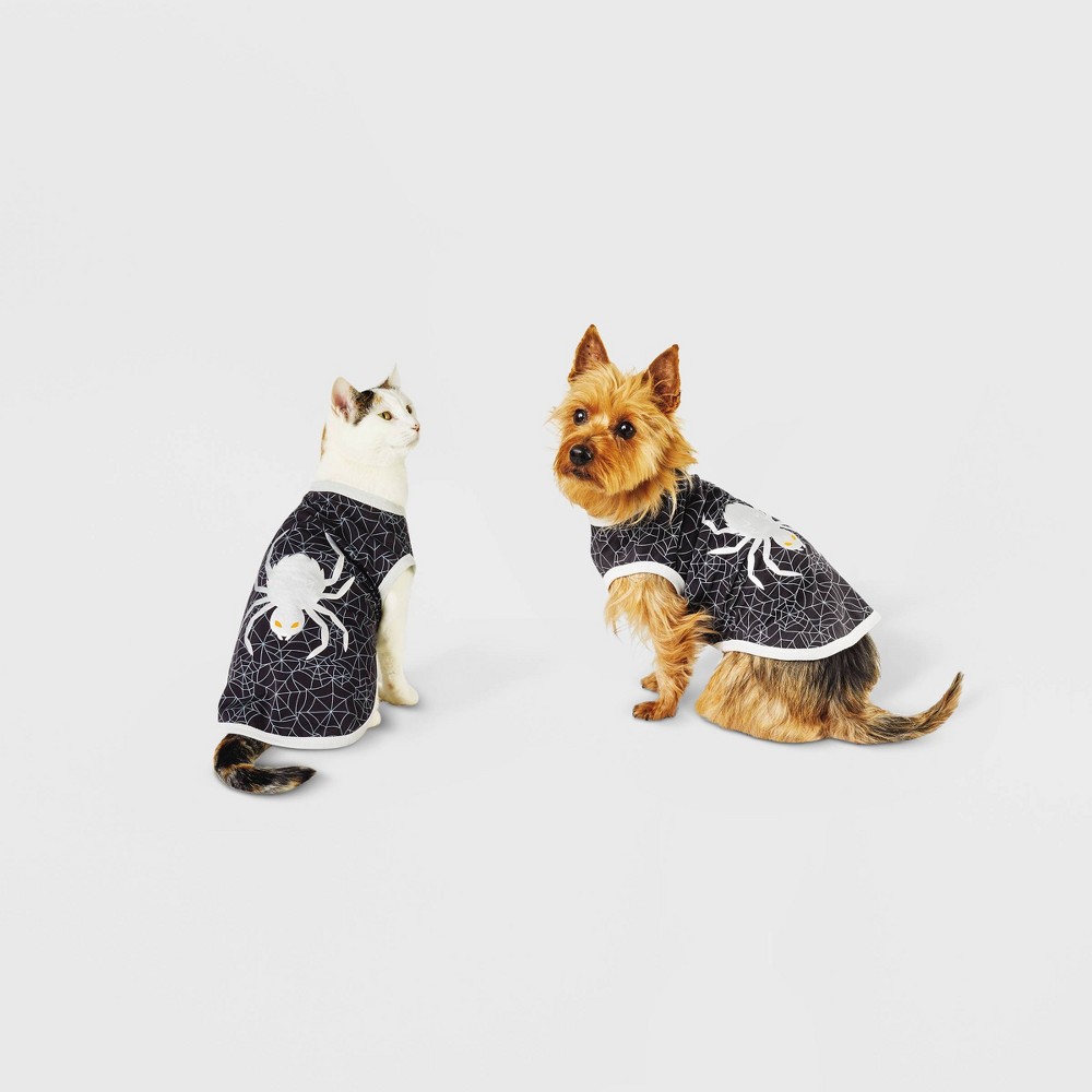 Hyde & EEK! Boutique Halloween Graphic Spider Dog and Cat T-Shirt Black  XS