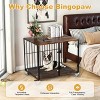 BingoPaw Innovative Furniture Dog Crate Anti-Bite Indoor Pet Cage Kennel End Table with Tempered Glass & Sturdy Base & Ventilated Bars & Quiet Wheels - 4 of 4
