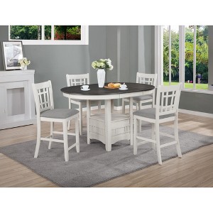 5-Piece Counter Height Dining Set with Oval Table and 4 Upholstered Chairs - 1 of 4