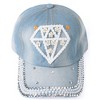 Women's Casual 100% Cotton Denim Baseball Bling Studs Cap - 3 of 4