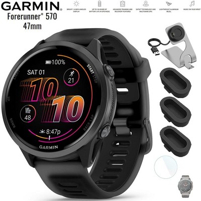 Garmin Forerunner 570 - 47mm GPS Smartwatch Black Band with Charging Dock Bundle