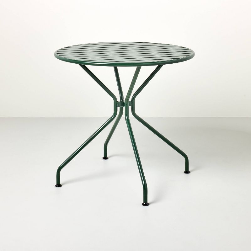 Slat Metal Round Outdoor Patio Bistro Table - Green - Hearth &#38; Hand&#8482; with Magnolia, 1 of 7