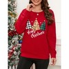 Christmas Sweatshirt for Women Long Sleeve Crewneck Xmas Plaid Tree Graphic Funny Holiday Blouse Tops - 2 of 4