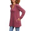Womens Fall Sweaters Long Sleeve V Neck Tunics Tops Side Split Casual Sweatshirt With Pocket - 2 of 4