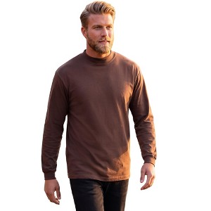 KingSize Mock Turtleneck Long-Sleeve Cotton Tee - XL, Espresso