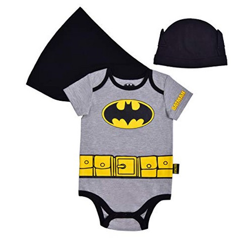 Batman Baby Boy's Batman Graphic Printed Bodysuit, Cape, And Infant Hat ...