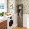HOMCOM Farmhouse Narrow Bathroom Storage Cabinet with Recessed Drawer, Tall Slim Storage Cabinet with Barn Door - 3 of 4