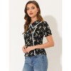 Allegra K Women's Floral Peter Pan Collar Lace Trim Ruffle Sleeve Blouses - 3 of 4