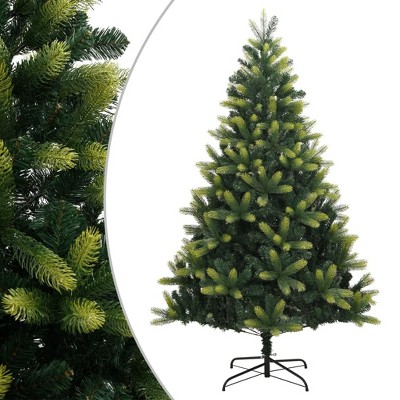 vidaXL Artificial Hinged Christmas Tree - Lifelike PE Tips, Easy Assembly, Stable Metal Stand - Light and Dark Green