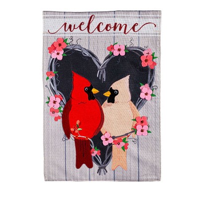 Cardinal Couple Garden Burlap Flag