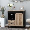 LuxenHome Black and Oak Manufactured Wood 2-Drawer 1-Door Storage Wine Cabinet Brown - 4 of 4