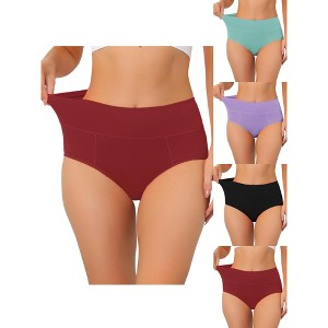 Allegra K Women's Plus Size High Waist Available 5 Packs Tummy Control Briefs - 1 of 4