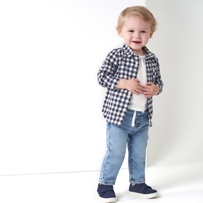 Gerber Infant and Toddler Boys' Woven Collard Button Down Plaid Shirt, 1 of 10