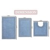 Luxury Reversible Bathroom Rugs Set, Washable Rug, Extra Soft and Absorbent bath Rug, Kitchen Mat, Non-Slip Bath Mat Set, 3 Pcs Set with Contour, Blue - 3 of 4