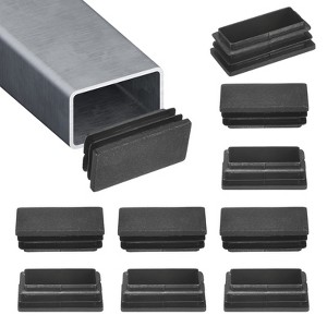 Unique Bargains Chair Leg Bar Stool Plastic Rectangle Hole Tubing End Plug Caps Black - 1 of 4