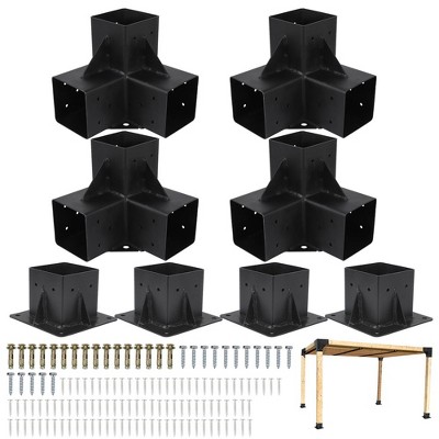 Pergola Brackets Kit for 4"x 4" (Actual 3.6" X 3.6") Lumber, Steel Corner Bracket Woodworks Kit for Gazebo, Patio Pergolas