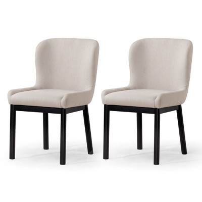 Maven Lane Gia Contemporary Wooden Kitchen Accent Dining Chair in Refined Finish with  Fabric Upholstered Seat, Set of 2