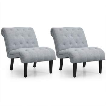 Costway Set of 2 Armless Accent Chair Upholstered Tufted Lounge Chair