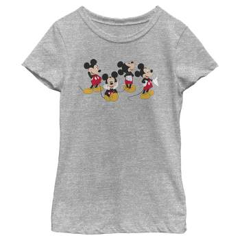 Girl's Disney Mickey Mouse Large Pose T-shirt - Athletic Heather - X Small  : Target