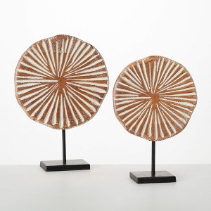 Sullivans 13.25" & 11.5" Round Wooden Disc Decor Set of 2 - 1 of 4