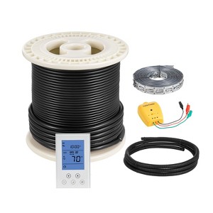 VEVOR 50 sqft Underfloor Heating Cable Kit, 120V Electric Radiant Heated Floor System, with Smart Control Thermostat & Alarm, Easy Installation,Black - 1 of 4