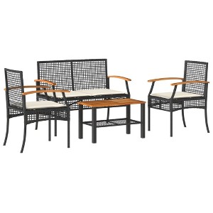 vidaXL Garden Lounge Set Black and Cream - 1 of 4