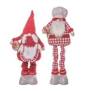 Transpac Plush Plaid Baker Gnome w/Telescoping Legs Set of 2 Christmas Home Decorations - 1 of 1