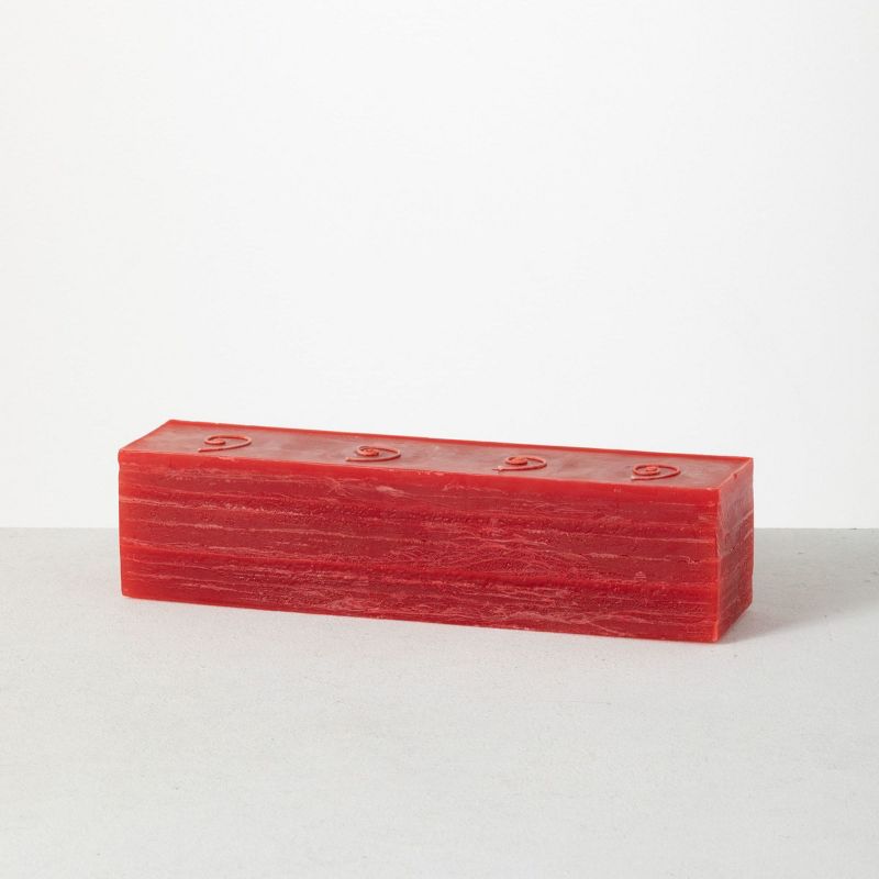 Vance Kitira 12.25" Layered Brick Candle, Red ,Scentless, Clean-Burning, Environmental Friendly, 1 of 5