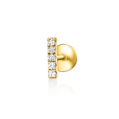 Pure Collection by Ross-Simons Diamond Bar Single Flat-Back Stud Earring in 14kt Yellow Gold