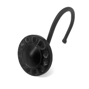Home Mart Goods 12 Piece Set - Matte Black Heavy Duty Shower Button Curtain Hooks Rings Rustproof Metal - 1 of 2