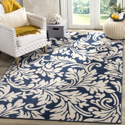 Ivory Floral Elegance 4' x 6' Reversible Synthetic Area Rug