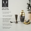 Viski Essential Barware Set, Includes Cobbler Shaker, Hawthorne Strainer, and Bar Spoon, Two Tone Gold and Gunmetal, Stainless Steel, Set of 4, Black - 2 of 4