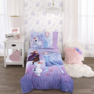 Disney Frozen 2 Lavender, Light Blue and Purple Forest Spirit 4 Piece Toddler Bed Set - 1 of 4