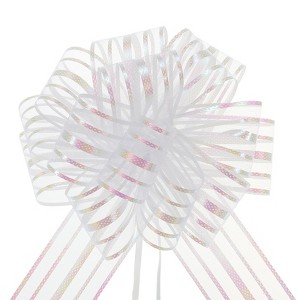 Unique Bargains Bright Metallic Gift Wrapping Large Pull Bow Ribbon for Wedding 5 Pcs - 1 of 4