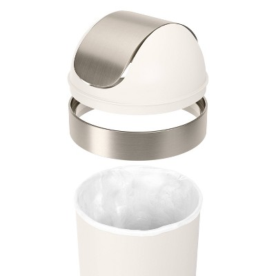 Sand Plastic Swing Top Trash Can with Metallic Accents