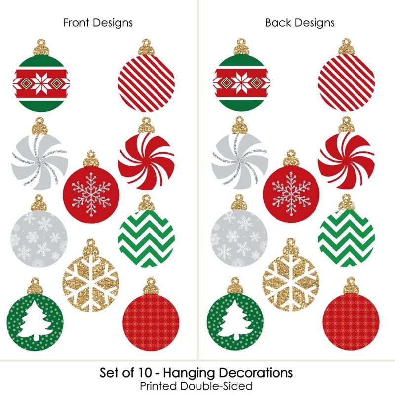 Big Dot of Happiness Hanging Ornaments - Outdoor Holiday and Christmas Hanging Porch & Tree Yard Decorations - 10 Pieces, 4 of 9