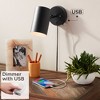 360 Lighting Modern Wall Lamp with USB Port Black Plug-In 5" Light Fixture Cylinder Metal Shade for Bedroom House Reading Living Room - 2 of 4
